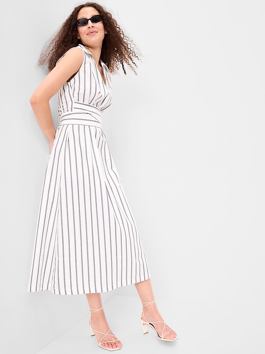 Image number 3 showing, Sleeveless Wrap-Waist Midi Shirt Dress