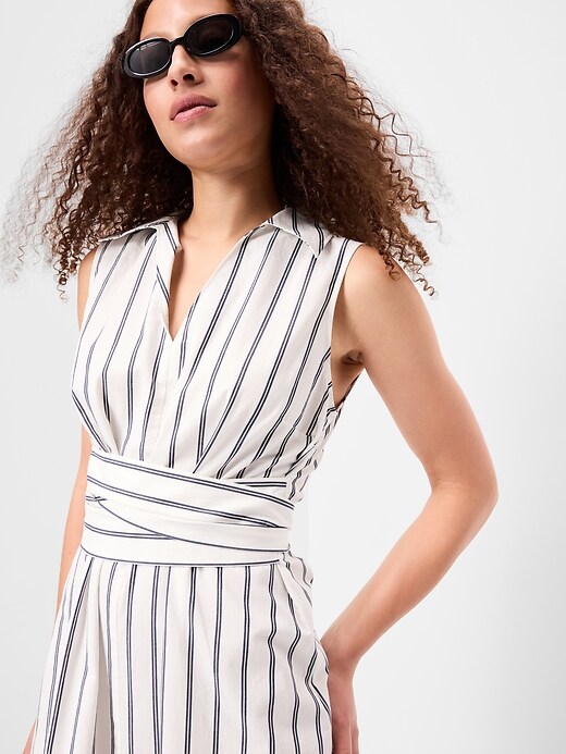 Image number 4 showing, Sleeveless Wrap-Waist Midi Shirt Dress