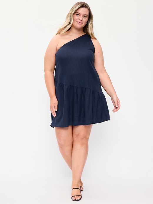 Image number 8 showing, One-Shoulder Asymmetrical Mini Dress