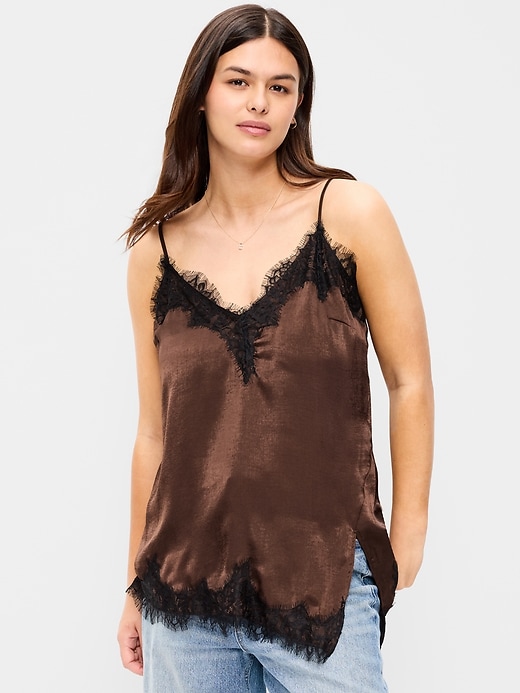 Image number 5 showing, Asymmetrical Lace-Trim Cami Top
