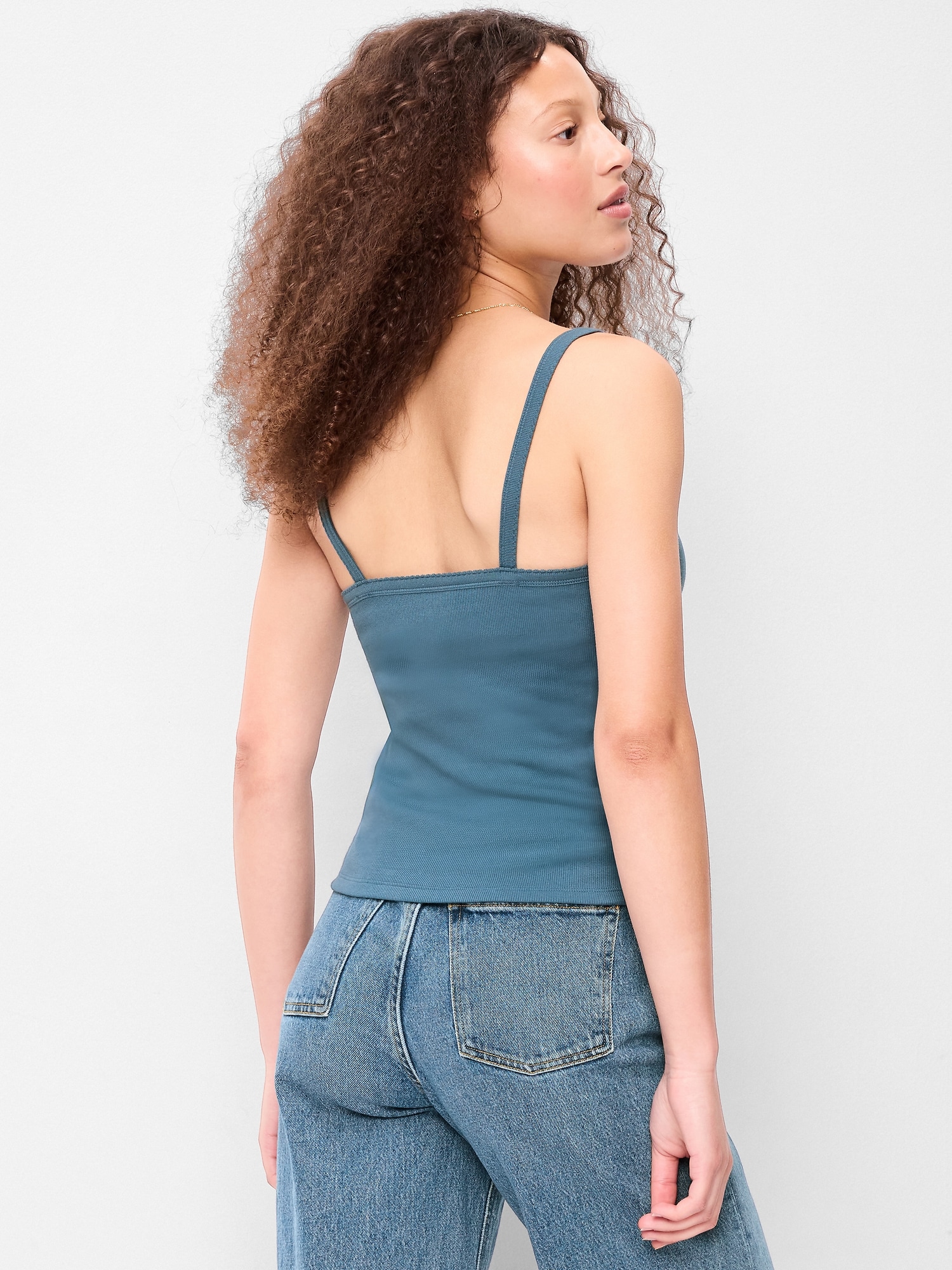Button-Front Cami Tank Top