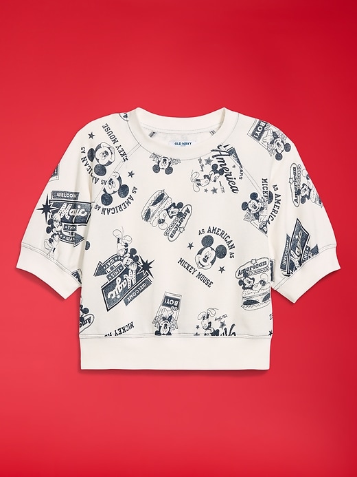 Image number 4 showing, Old Navy x Disney Mickey Mouse Short-Sleeve Cropped Raglan Fleece Sweatshirt for Women