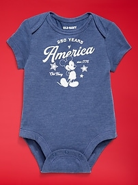 Image number 2 showing, Old Navy x Disney Mickey Mouse Short-Sleeve Unisex Graphic Bodysuit for Baby
