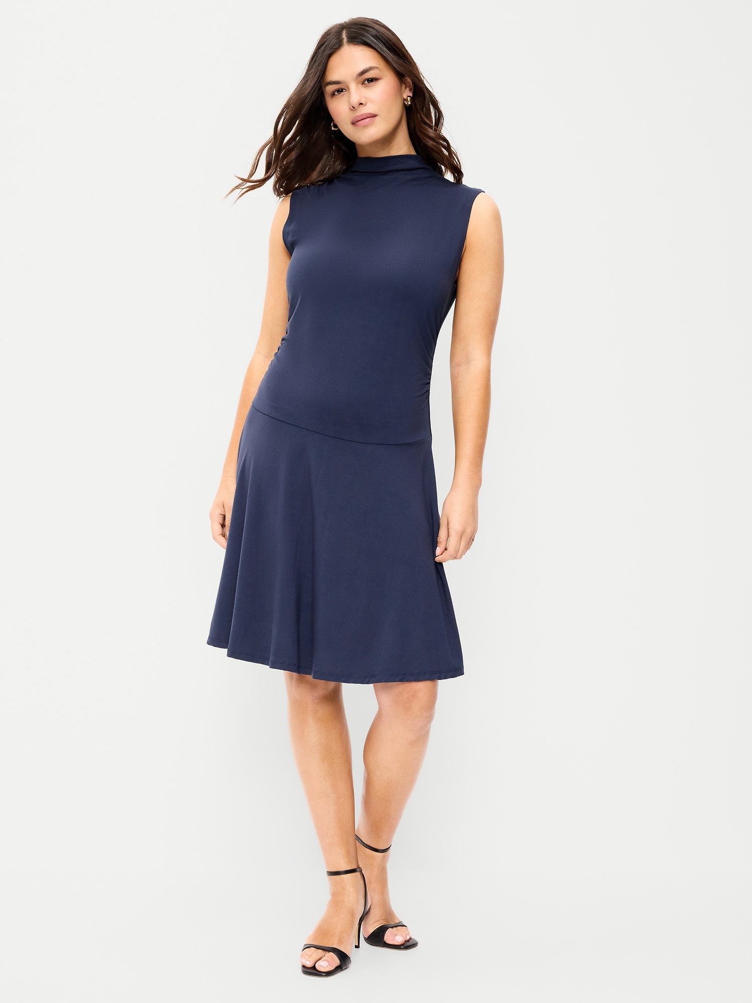 Gathered Mock-Neck Drop-Waist Mini Dress | Old Navy