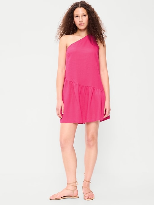 Image number 3 showing, One-Shoulder Asymmetrical Mini Dress