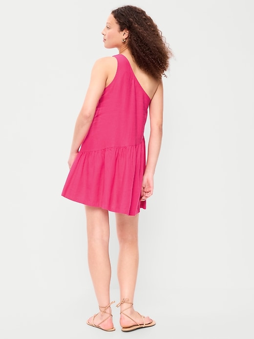 Image number 2 showing, One-Shoulder Asymmetrical Mini Dress