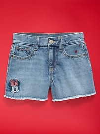 Image number 4 showing, Old Navy x Disney Minnie Mouse Embroidered High-Waisted Frayed-Hem Jean Shorts for Girls