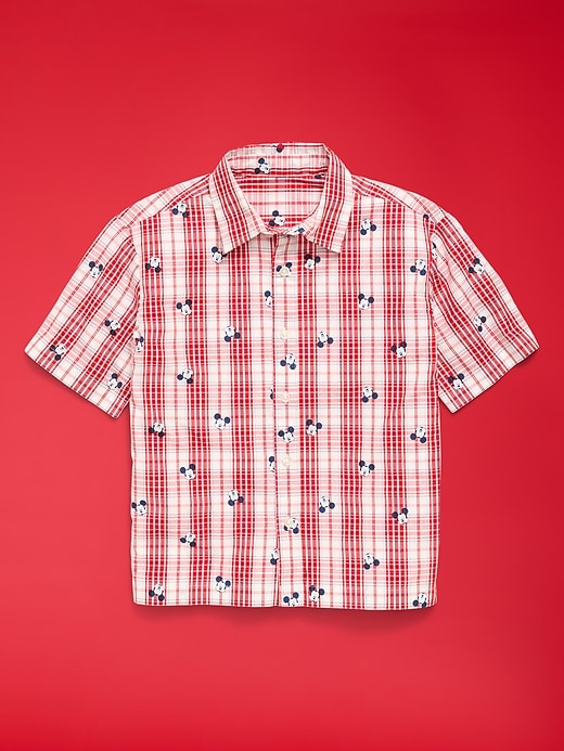 Image number 4 showing, Old Navy x Disney Mickey Mouse Short-Sleeve Plaid Shirt for Boys
