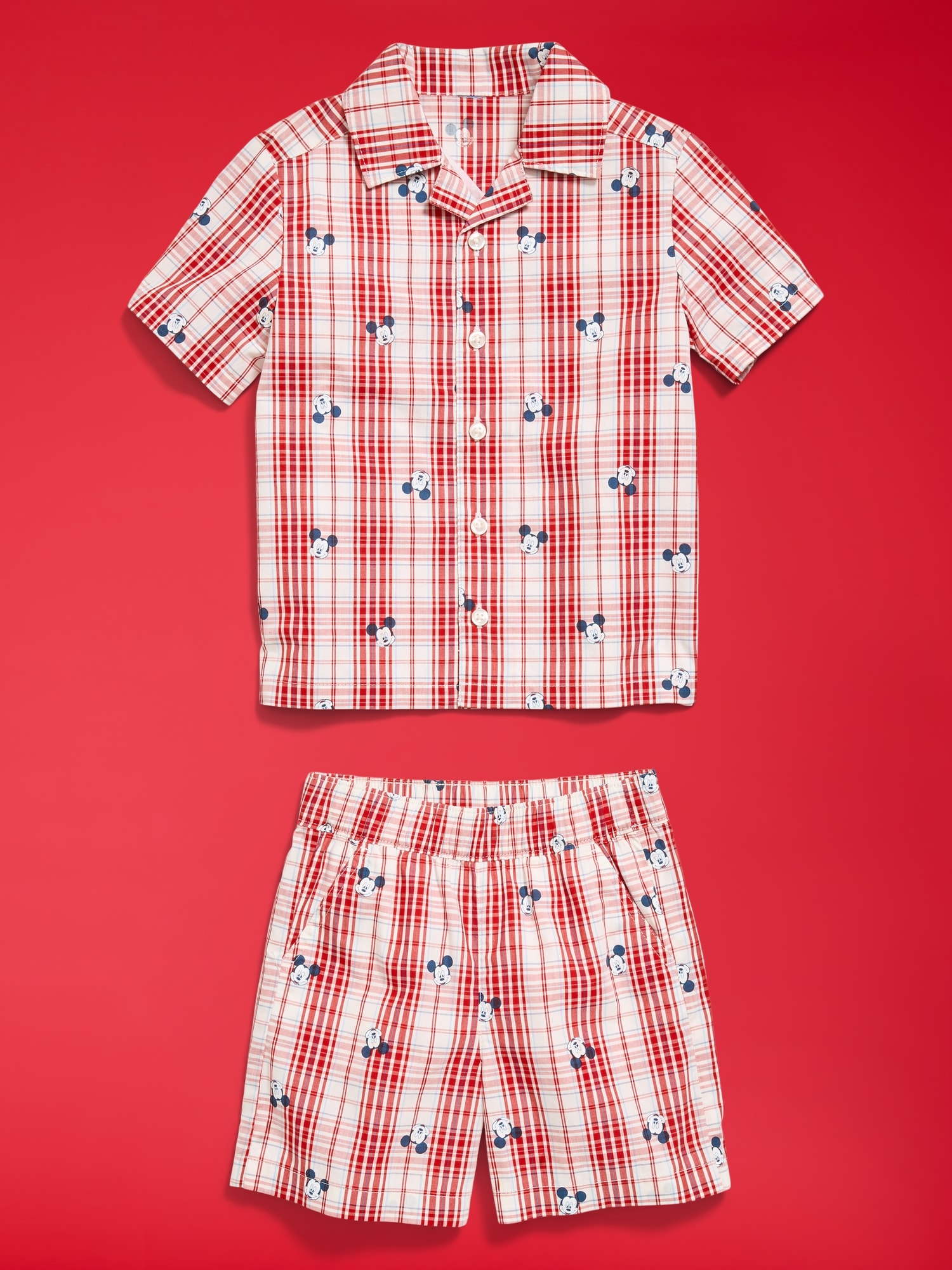Old Navy x Disney Mickey Mouse Short-Sleeve Plaid Shirt and Shorts Set for Toddler Boys