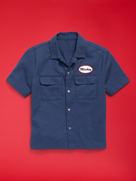 Image number 4 showing, Old Navy x Disney Mickey Mouse Short-Sleeve Twill Camp Shirt for Boys