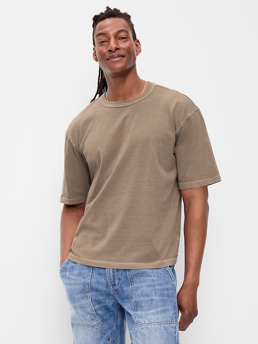 Image number 1 showing, Garment-Dyed Heavyweight Cropped T-Shirt
