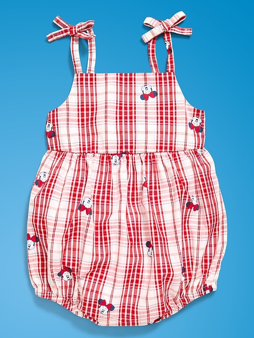 Image number 1 showing, Old Navy x Disney Minnie Mouse Sleeveless Tie-Strap Plaid Romper for Baby