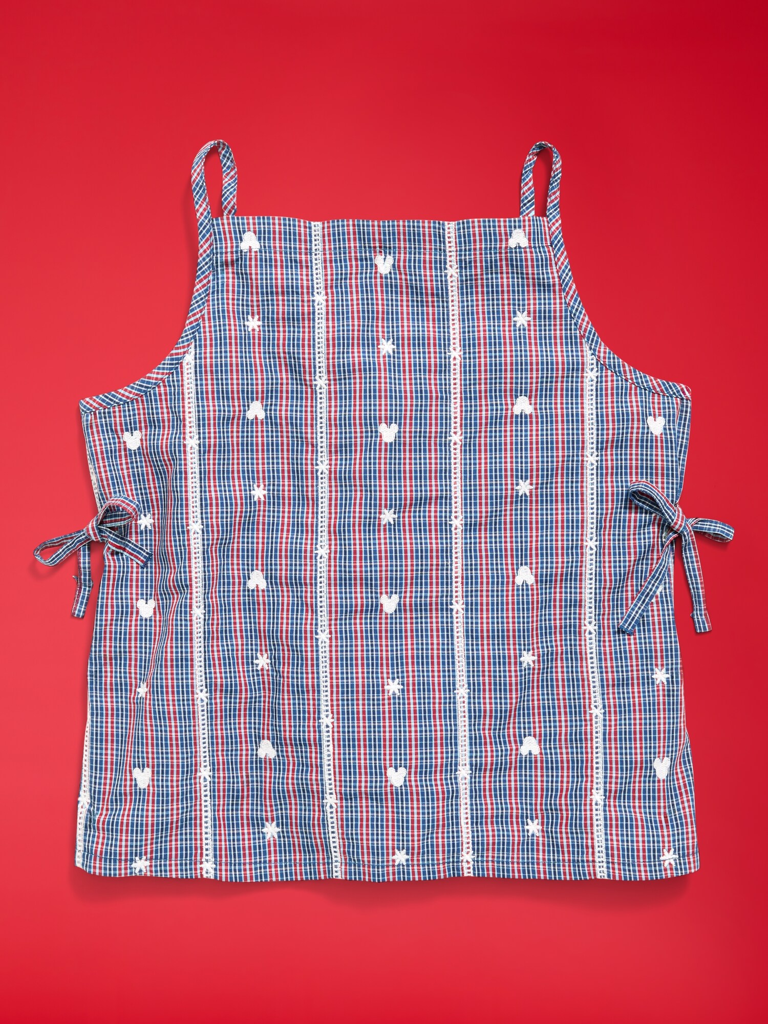 Топ Old Navy x Disney Mickey Mouse Sleeveless Side-Tie Top для девочек, цвет: Тёмно-синий клетчатый — фото 3