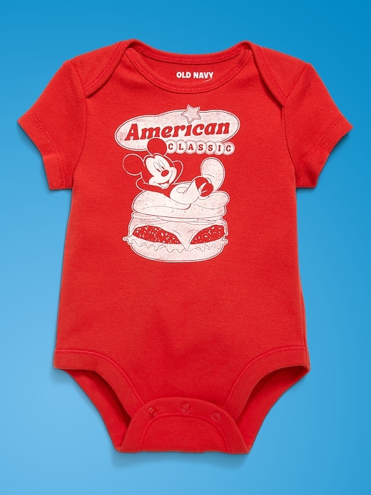 Image number 2 showing, Old Navy x Disney Mickey Mouse Short-Sleeve Unisex Graphic Bodysuit for Baby