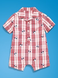 Image number 2 showing, Old Navy x Disney Mickey Mouse Collared One-Piece Romper for Baby