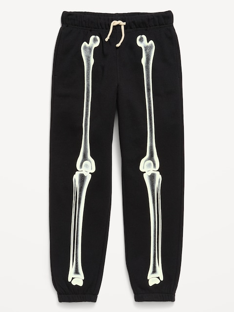 Favorite Fleece Baggy Graphic Jogger Sweatpants for Boys - Black Jack (Glow-In-The