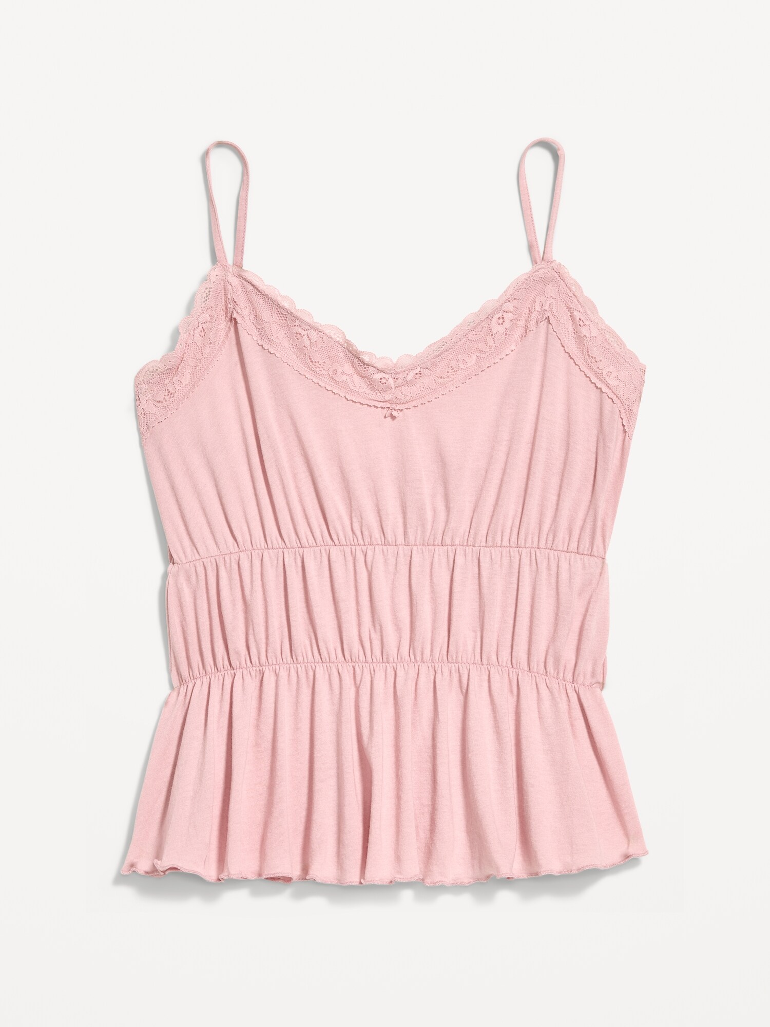 Женский топ Old Navy Lace-Trim Smocked-Waist Tank Top, цвет: Розовый — фото 4