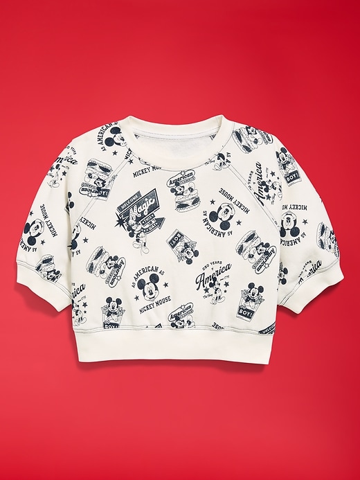 Image number 3 showing, Old Navy x Disney Mickey Mouse Short-Sleeve Cropped Raglan Fleece Sweatshirt for Girls