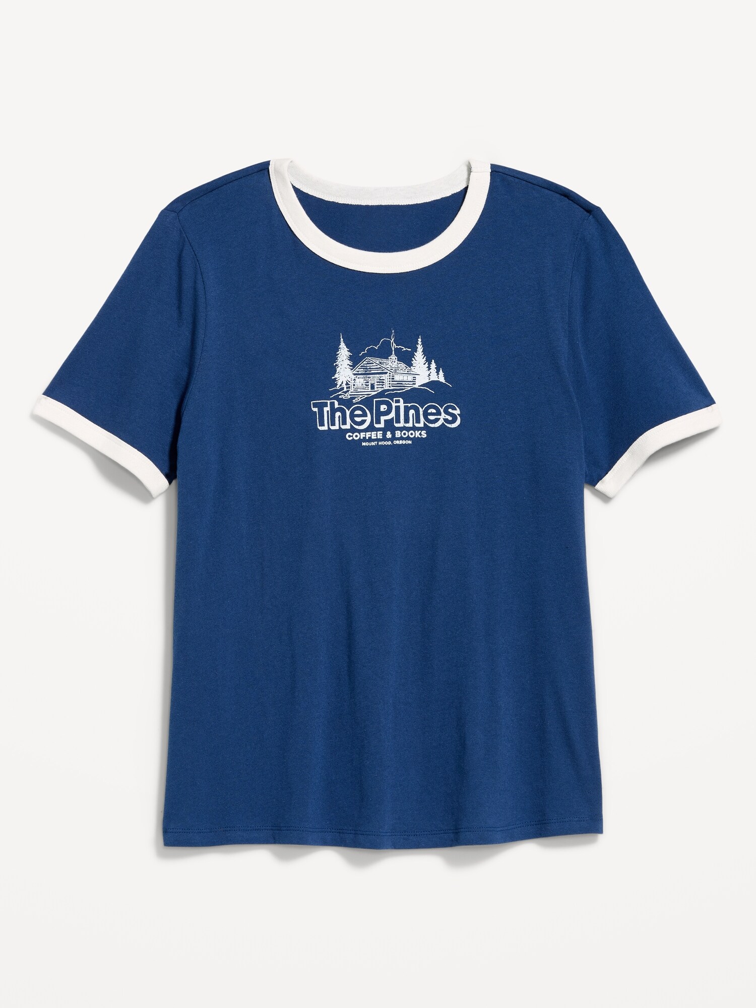 Женская футболка Old Navy EveryWear Crew-Neck Graphic, цвет: Тёмно-синий, вариант 1 — фото 4