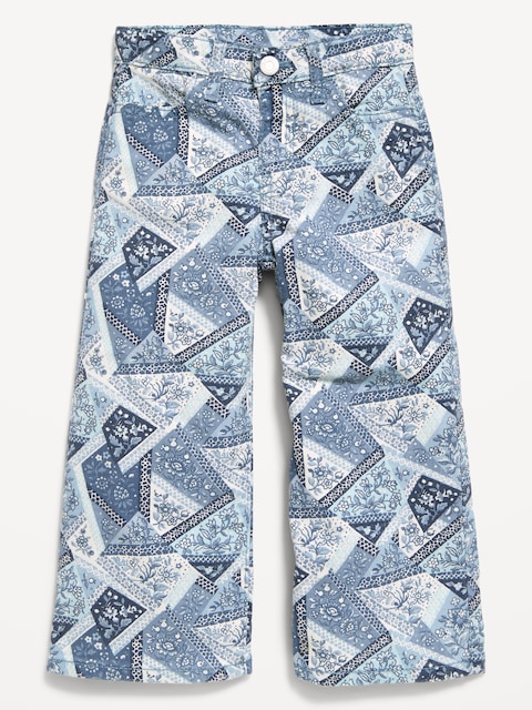 Printed Super Baggy Wide-Leg Jeans for Toddler Girls