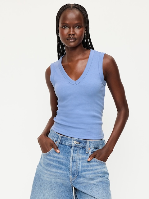 Snug Crop V-Neck Tank Top