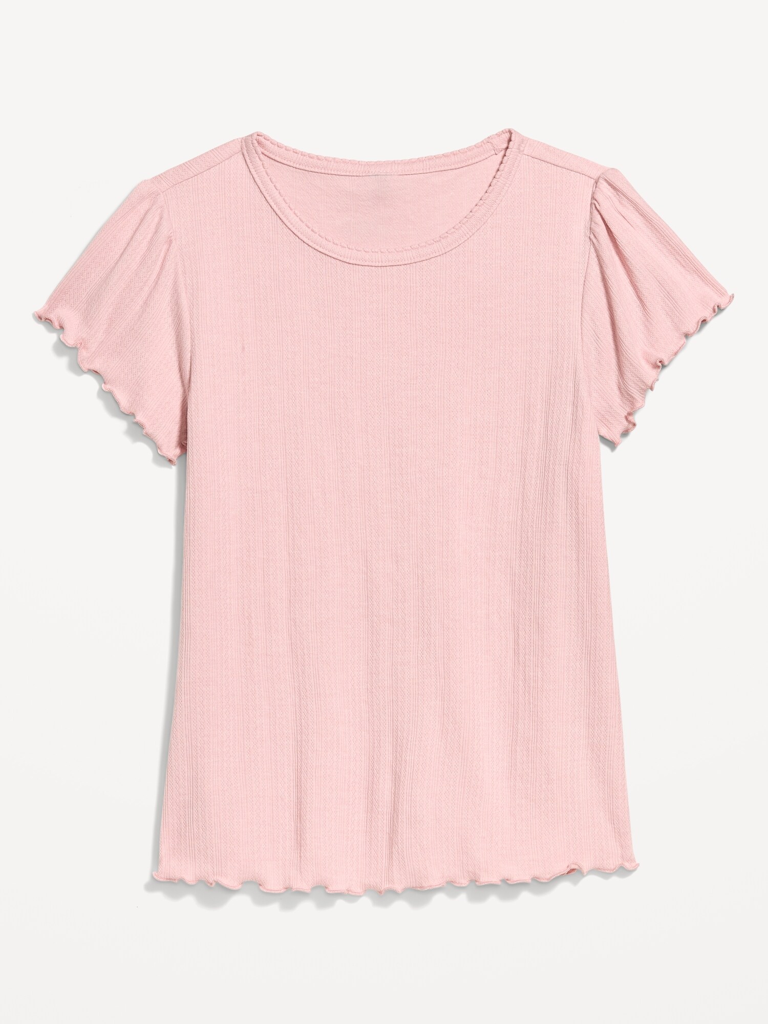 Женский топ Old Navy Lettuce-Edge Pointelle Top, цвет: Розовый — фото 4