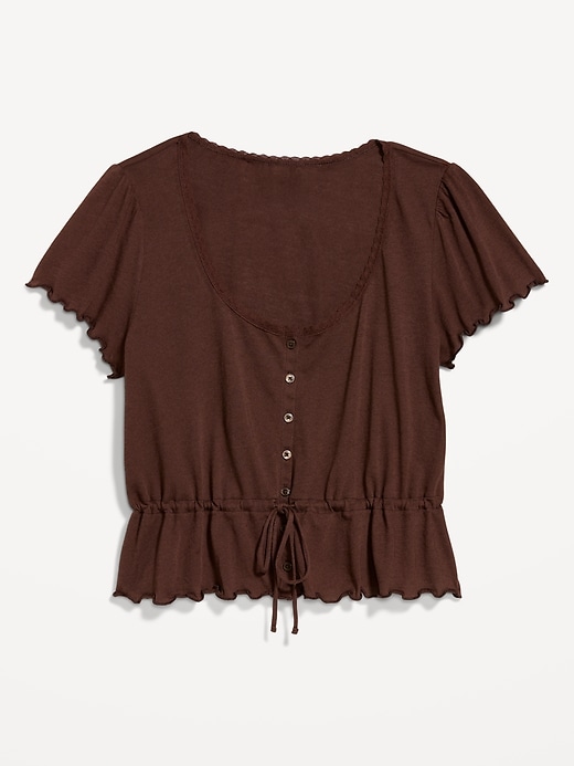 Image number 4 showing, Lace-Trim Button-Down Top