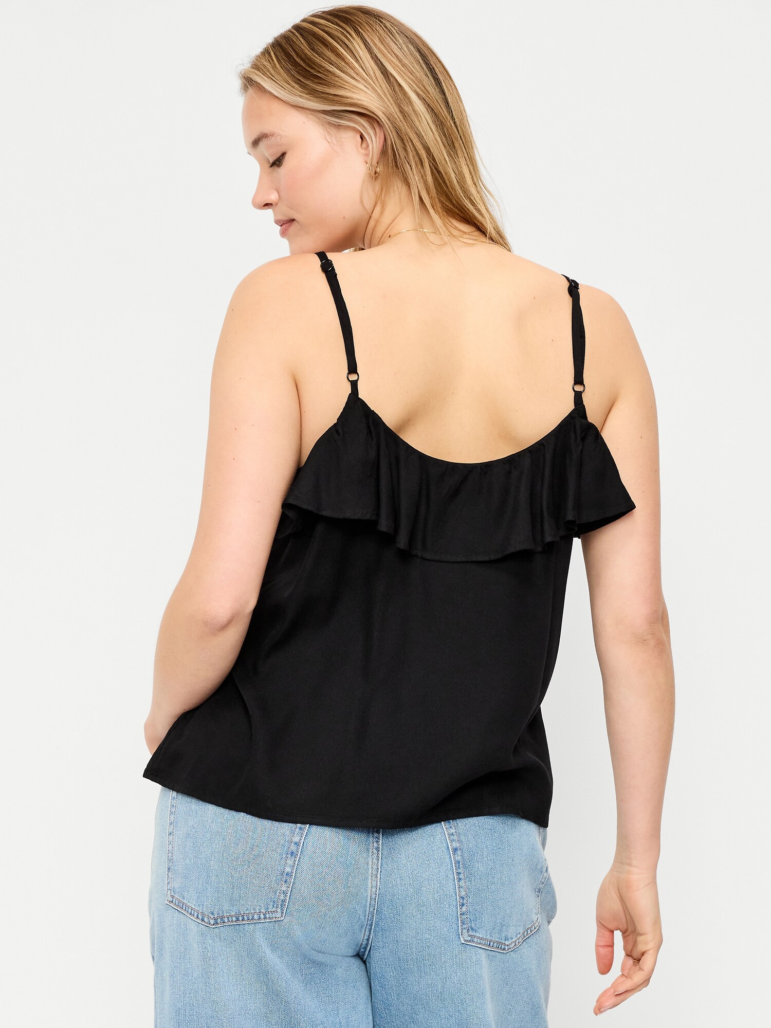 Женский топ Old Navy Ruffle-Front Tank Top, цвет: Чёрный — фото 6