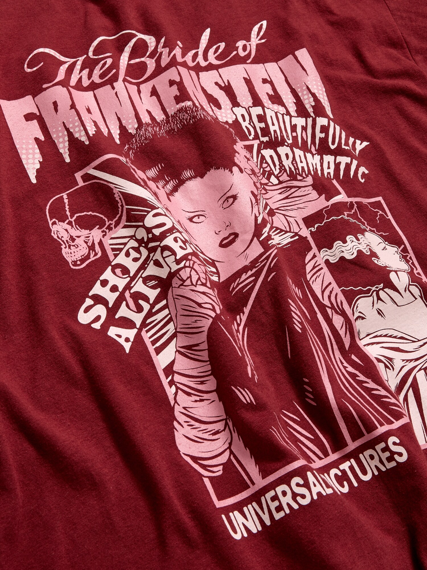 Женская футболка Old Navy Bride of Frankenstein™ Oversized Tunic, цвет: Ягодный — фото 4