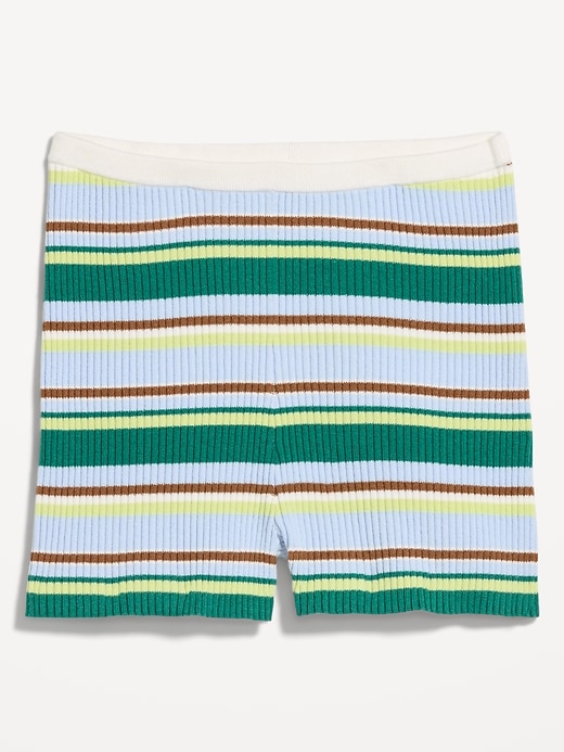 Image number 1 showing, High-Waisted Ribbed Mini Bike Shorts