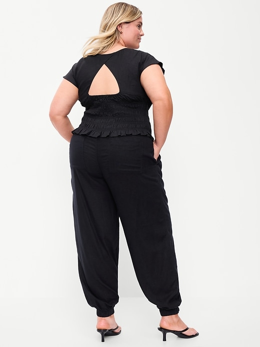Image number 2 showing, Mid-Rise Linen-Blend Cinched-Ankle Pants