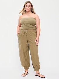 Image number 1 showing, Mid-Rise Linen-Blend Cinched-Ankle Pants