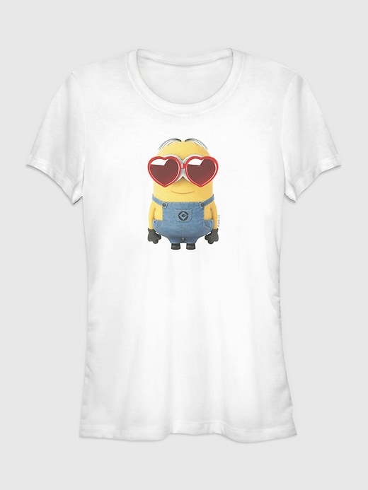 Image number 1 showing, Big Minion Heart Glasses Graphic T-Shirt - Women's