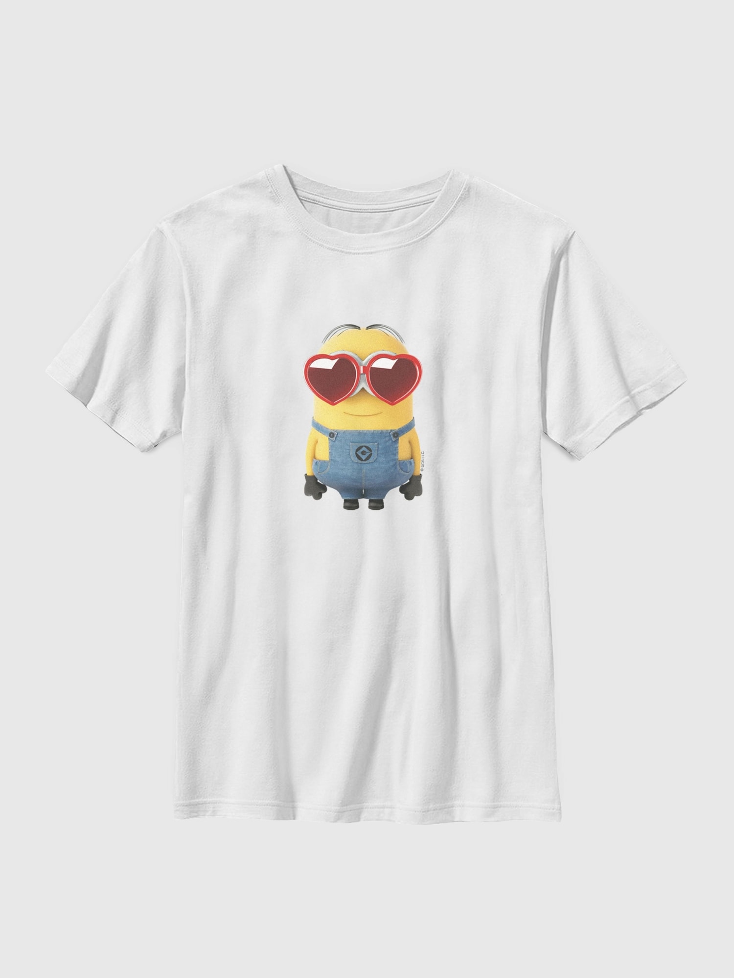 Minions Big Minion Heart Glasses Graphic T-Shirt for Kids