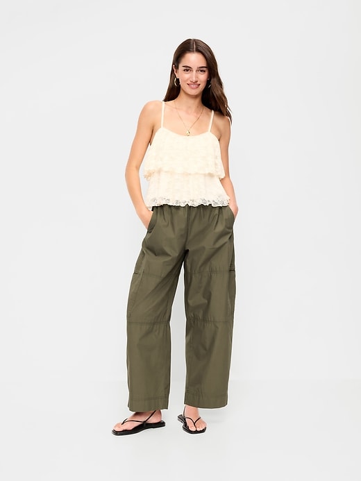 Image number 5 showing, Mid-Rise Cropped Barrel-Leg Utility Pants