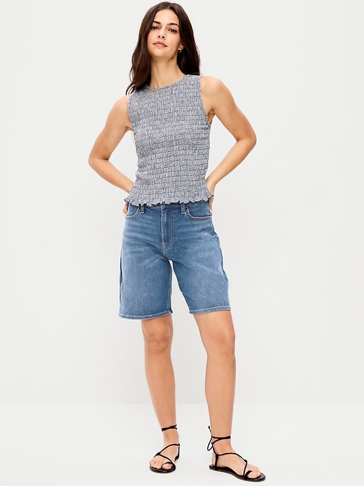 Image number 8 showing, High-Waisted Wow Jean Shorts -- 9-inch inseam