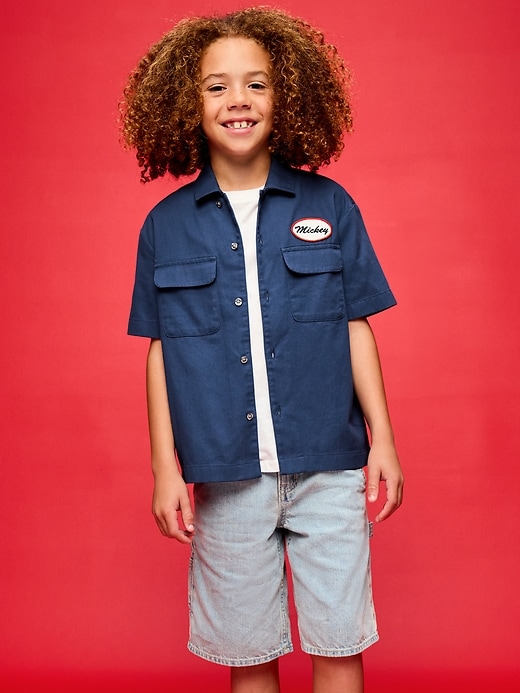 Image number 3 showing, Old Navy x Disney Mickey Mouse Short-Sleeve Twill Camp Shirt for Boys
