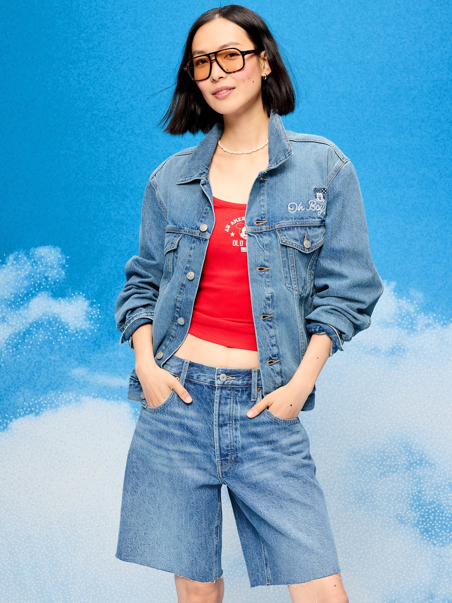 Old Navy x Disney Mickey Mouse Denim Trucker Jacket for Adults