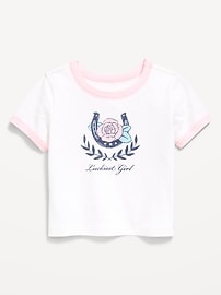 Image number 1 showing, Short-Sleeve Ringer Graphic T-Shirt for Toddler Girls