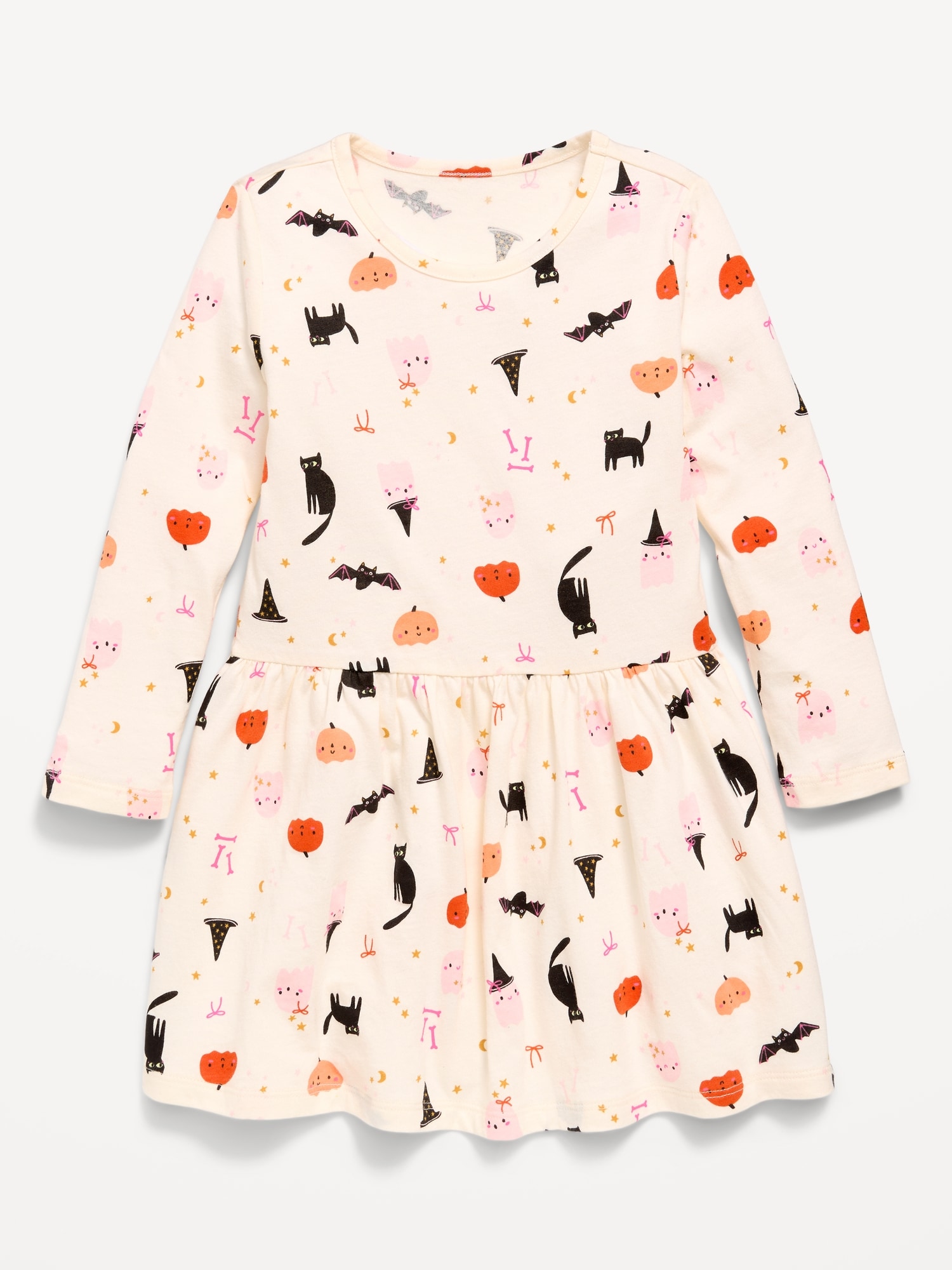 Printed Long-Sleeve Drop-Waist Dress for Toddler Girls