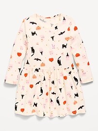 Image number 1 showing, Printed Long-Sleeve Drop-Waist Dress for Toddler Girls