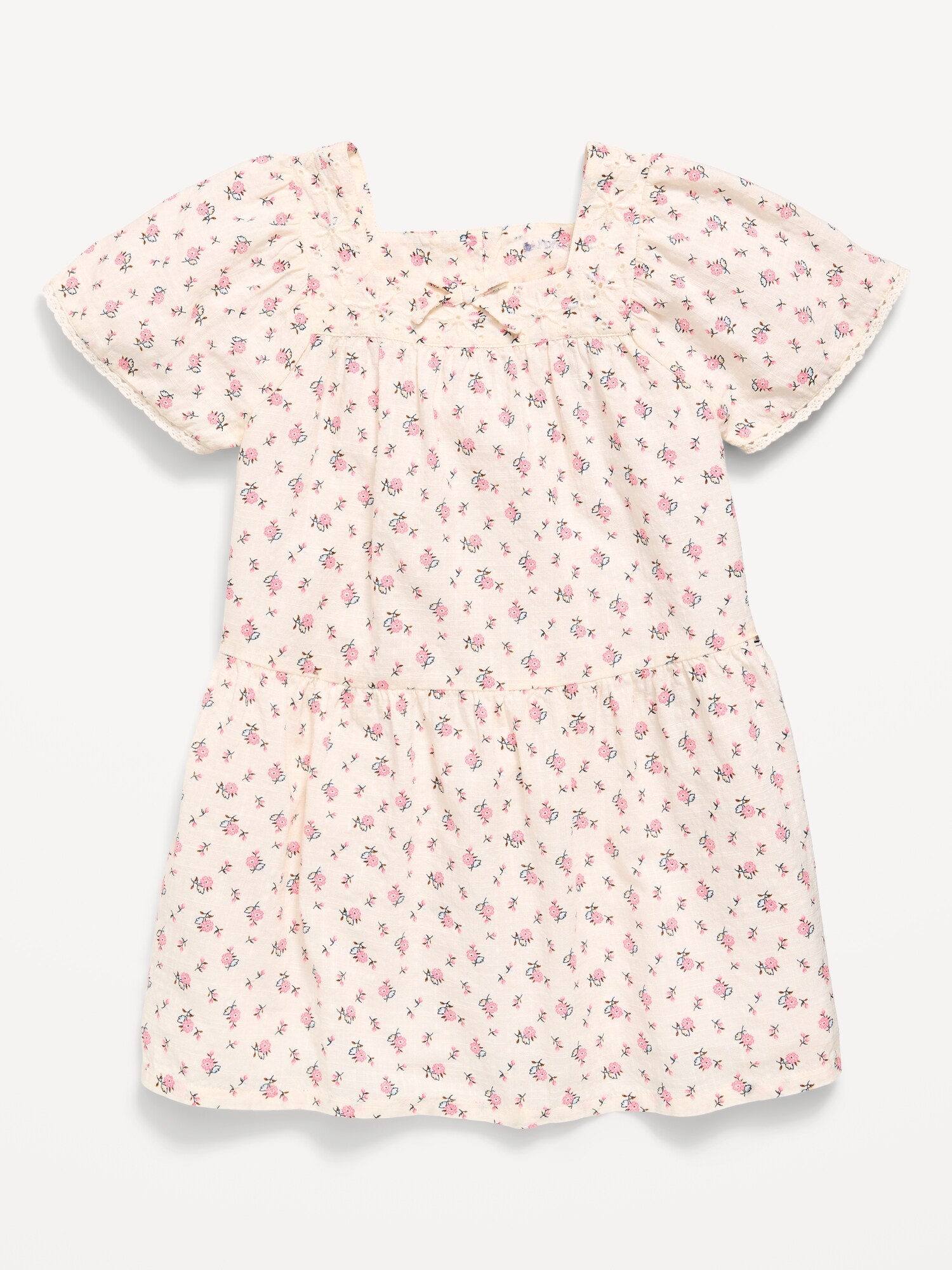 Платье Old Navy Printed Short-Sleeve Dress для девочек-малышей, цвет: Белый с принтом — фото 2