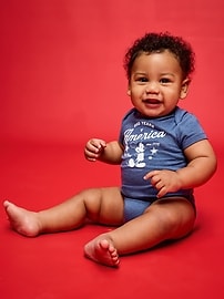 Image number 1 showing, Old Navy x Disney Mickey Mouse Short-Sleeve Unisex Graphic Bodysuit for Baby