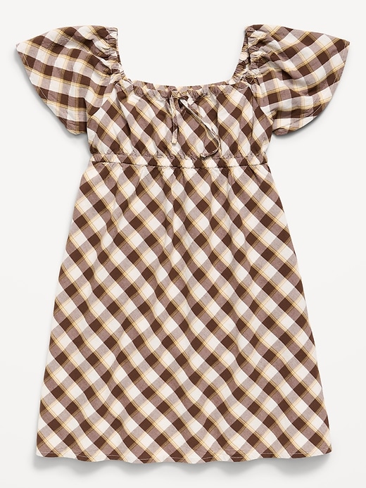 Image number 2 showing, Short Flutter-Sleeve Crinkled Plaid Dress for Girls