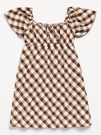 Image number 2 showing, Short Flutter-Sleeve Crinkled Plaid Dress for Girls