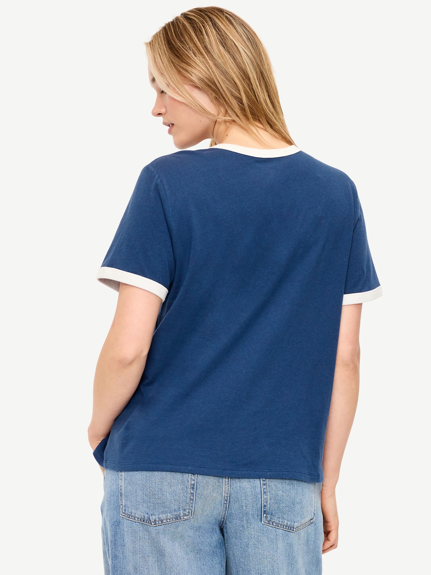 Женская футболка Old Navy EveryWear Crew-Neck Graphic, цвет: Тёмно-синий, вариант 1 — фото 6