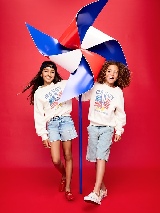 Image number 1 showing, Old Navy x Disney Mickey Mouse Oversized Gender-Neutral Crew-Neck Sweatshirt for Kids