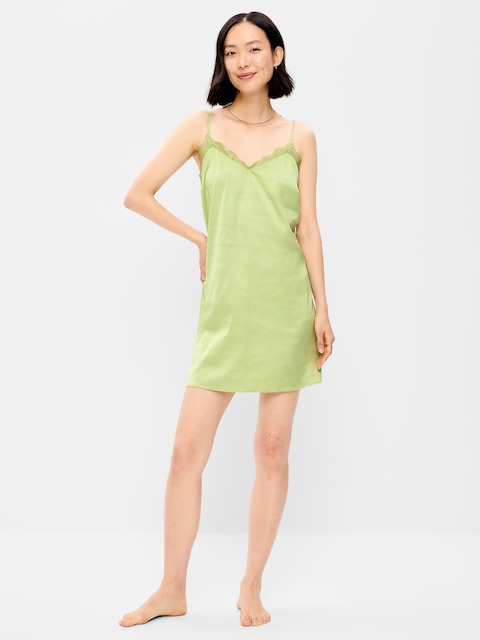 Satin Lace-Trim Sleep Dress