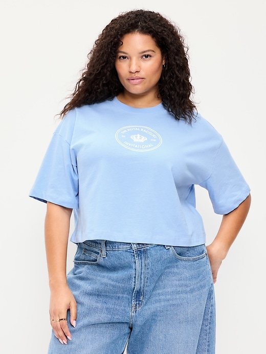 Image number 8 showing, Vintage Crew-Neck Oversized Crop Graphic T-Shirt