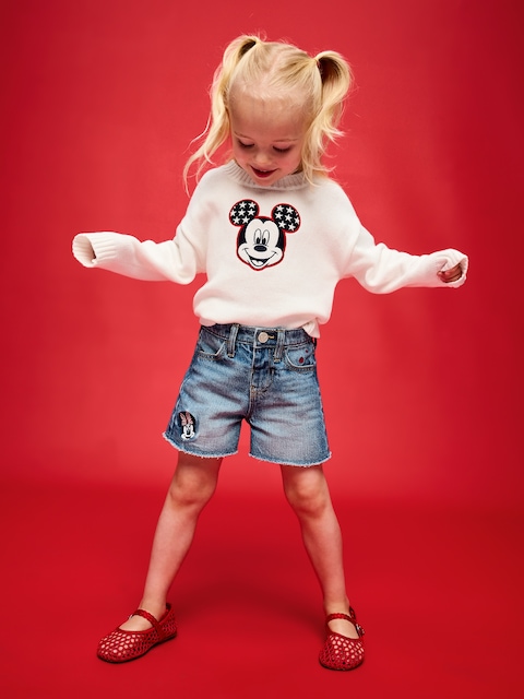 Old Navy x Disney Minnie Mouse Embroidered Frayed-Hem Jean Shorts for Toddler Girls